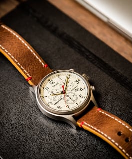 Expedition Scout Chronograph 42mm Leather Watch Silver-Tone/Brown/Natural large