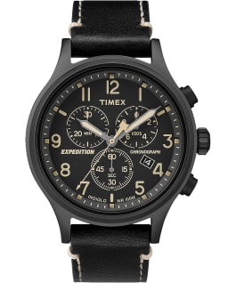 Expedition Scout Chronograph 42mm Leather Watch Black large