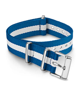 18 mm gestreiftes Durchzugarmband aus doppellagigem Textil Blau large