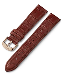 20mm Rose Gold Tone Buckle Croco Pattern Quick Release Leather Strap Brown large