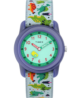 Kids Analog 28mm Elastic Fabric Strap Watch With Animal Prints Blue/White large