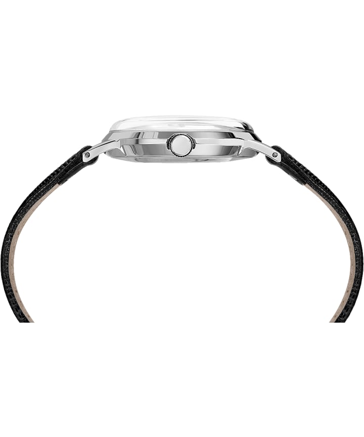 Marlin&reg; Hand-Wound 34mm Leather Strap Watch Black/Silver-Tone large