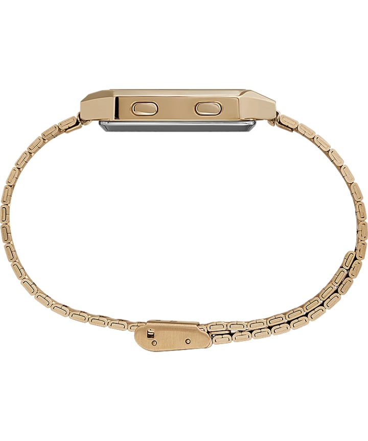 Q Timex Reissue Digital LCA 32.5mm Stainless Steel Bracelet Watch Gold-Tone large