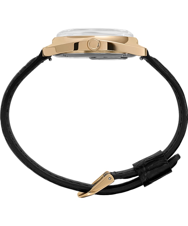 Q Timex 1975 Reissue Day-Date 38mm Leather Strap Watch Gold-Tone/Black/Champagne large