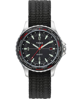 Navi World Time 38mm Fabric Strap Watch Stainless-Steel/Black large